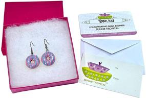 img 2 attached to Sunne Tropical Handmade Donut Earrings - Colorful 3D Miniature Food Jewelry with Polymer Thai Clay - Dangle & Drop Earrings for a Fun and Vibrant Look