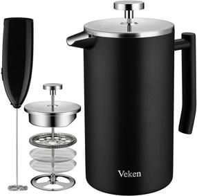 img 4 attached to ☕ Veken French Press Coffee Maker - Premium Double-Wall 304 Stainless Steel - Multi-Screen System - Rust-Free - Dishwasher Safe - 1L - Black