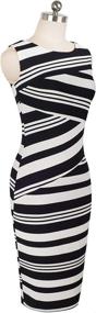 img 2 attached to 👗 Sleek and Stylish: HOMEYEE Women Sleeveless Contrast Color Stripes Sheath Dress B510