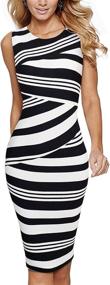 img 4 attached to 👗 Sleek and Stylish: HOMEYEE Women Sleeveless Contrast Color Stripes Sheath Dress B510