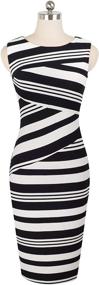 img 3 attached to 👗 Sleek and Stylish: HOMEYEE Women Sleeveless Contrast Color Stripes Sheath Dress B510