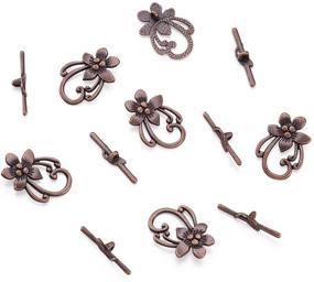 img 3 attached to 🌺 Beadthoven 10 Sets of Red Copper Plated Flower Tibetan Style Toggle Clasps for Bracelets and Necklaces - Ideal for Jewelry Making, DIY Crafts, and Accessory Findings