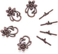 🌺 beadthoven 10 sets of red copper plated flower tibetan style toggle clasps for bracelets and necklaces - ideal for jewelry making, diy crafts, and accessory findings logo