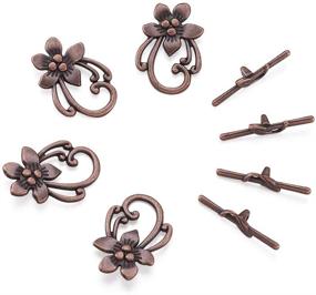 img 4 attached to 🌺 Beadthoven 10 Sets of Red Copper Plated Flower Tibetan Style Toggle Clasps for Bracelets and Necklaces - Ideal for Jewelry Making, DIY Crafts, and Accessory Findings