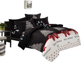 img 4 attached to 🎄 Swanson Beddings Christmas 3-Piece King Size Microfiber Bedding Set with Duvet Cover and Pillow Shams