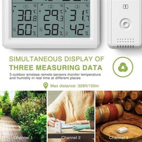 img 3 attached to 🌡️ KeeKit Indoor Outdoor Thermometer: Digital Hygrometer Gauge with 3 Wireless Sensors for Home, Office, Restaurants, Bars, Cafe - LCD Backlit Display and Min/Max Record