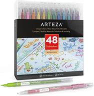 🎨 arteza dual brush pens, 48-color set with fine & brush tips | twimarkers for coloring, calligraphy, sketching | doodling, art supplies for drawing, journaling, hand lettering logo