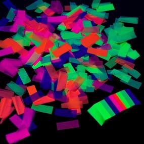 img 4 attached to 🎉 UV Neon Glow Party Confetti Set – 10,000 Pieces: 5 Colors Fluorescent Tissue Confetti for Blacklight Weddings, Bachelorettes, Baby Showers, Birthdays, New Years – Stunning Confetti Decorations