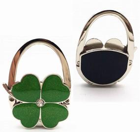 img 3 attached to Folding Purse Table Hook Holder with Four Leaf Clover Design - Convenient and Stylish Green Handbag Hanger