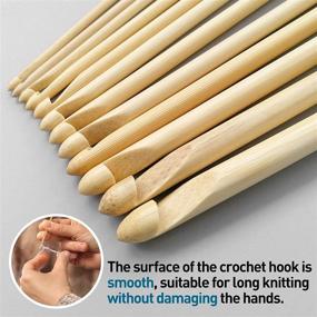 img 1 attached to 🎋 Set of 12 Bamboo Crochet Hooks for Afghan Tunisian Knitting Needles - Single Point, 25cm Length, Assorted Thickness (Wood Color, 11pcs)