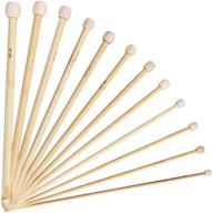 🎋 set of 12 bamboo crochet hooks for afghan tunisian knitting needles - single point, 25cm length, assorted thickness (wood color, 11pcs) logo