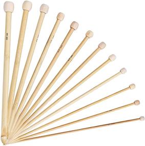 img 4 attached to 🎋 Set of 12 Bamboo Crochet Hooks for Afghan Tunisian Knitting Needles - Single Point, 25cm Length, Assorted Thickness (Wood Color, 11pcs)
