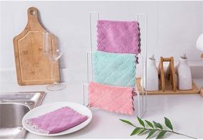 img 3 attached to Double-Sided Microfiber Cleaning Cloth: High Absorbency & Fast-Drying 10-Pack Kitchen Dish Cloth and Lint-Free Towel Set