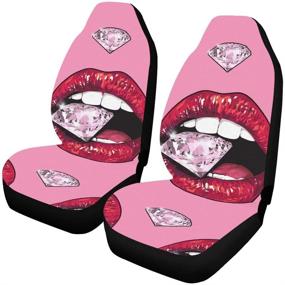 img 3 attached to Sparkling Red Diamond Pattern Universal Front Seat Covers - Perfect Fit for Jeep, Car, Truck, SUV & Vehicle - Complete Set of Automotive Seat Cover Accessories Protector (2 Front Seat Covers) in Pink