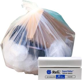 img 4 attached to 🗑️ Reli. SuperValue 65 Gallon Trash Bags (60 Count) - Clear Garbage Bags (Made in USA) - Heavy Duty 65 Gallon Trash Bags - 60 Gal Capacity - 64 Gal - 65 Gal