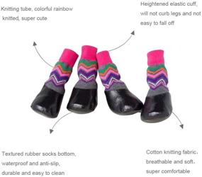 img 2 attached to 🐾 QBLEEV Dog Socks Boots: Waterproof Winter Paw Protectors for Dogs, Warm Cotton Knit, Anti-Slip Sole