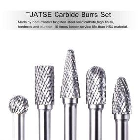 img 2 attached to 🔧 Carbide Burr Set TJATSE: 5Pcs 10mm Dia 1/4" Shank Double Cut Tungsten Carbide Rotary File Drill Die Grinder Bits - Ideal for Carving, Polishing, Engraving, and Drilling