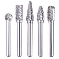 🔧 carbide burr set tjatse: 5pcs 10mm dia 1/4" shank double cut tungsten carbide rotary file drill die grinder bits - ideal for carving, polishing, engraving, and drilling logo