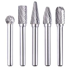 img 4 attached to 🔧 Carbide Burr Set TJATSE: 5Pcs 10mm Dia 1/4" Shank Double Cut Tungsten Carbide Rotary File Drill Die Grinder Bits - Ideal for Carving, Polishing, Engraving, and Drilling