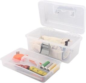 img 1 attached to 📦 Clear Gray Plastic Storage Container Box with Handle, Latch Lock - BangQiao Multipurpose