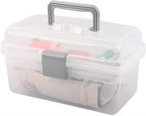 img 3 attached to 📦 Clear Gray Plastic Storage Container Box with Handle, Latch Lock - BangQiao Multipurpose