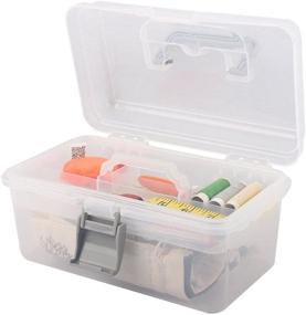 img 2 attached to 📦 Clear Gray Plastic Storage Container Box with Handle, Latch Lock - BangQiao Multipurpose