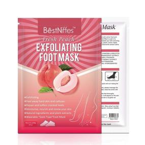 img 3 attached to Exfoliating Foot Mask (3 Pack) - Natural Foot Peel for Dry, Dead Skin, Callus Removal & Rough Heel Repair - Men and Women (Peach)