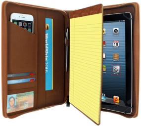 img 2 attached to 📱 KHOMO Universal Tablet Padfolio Zippered Case - Brown - Compatible with iPad Air, Pro 11 & More