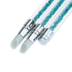 img 1 attached to 💅 WOKOTO 3 Piece Set: 2-in-1 Silicone Nail Art Acrylic Pen Brushes with Blue Rhinestone Design for Sculpture Carving, 3D Effect Shaping, Drawing, and Dotting Tools