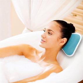 img 2 attached to Blue Bath Pillow with Suction Cups - Neck and Shoulder Support, Home Spa Pillows for Bathtub, Hot Tub - Head Rest Pillow for Relaxation & Comfort