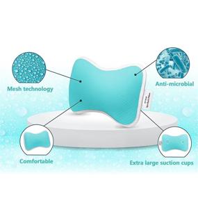 img 3 attached to Blue Bath Pillow with Suction Cups - Neck and Shoulder Support, Home Spa Pillows for Bathtub, Hot Tub - Head Rest Pillow for Relaxation & Comfort