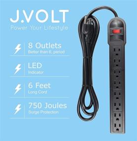 img 3 attached to 🔌 J.VOLT 8 Outlet Surge Protector Power Strip with 6-Foot Cord - 750 Joules, Lit On/Off Switch, for Home and Business Use - UL Listed (SKU 1618)