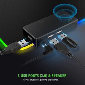 img 3 attached to 🖱️Blade Hawks RGB Игровой коврик для мыши с динамиком: 15 режимов подсветки, 3 порта USB, анти скользящая резиновая основа - для ПК/ноутбук/настольный компьютер (31x11.8x0.2 дюйма)