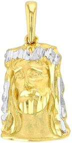 img 2 attached to 🙏 Exquisite 14K Yellow Gold Textured Face of Jesus Christ Pendant: A Mesmerizing Spiritual Statement