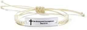 img 4 attached to 📿 Customizable Unisex Scripture Quotes Bracelet: Stainless Steel Faith Christian ID Bracelet for Men & Women - Adjustable Cord & Inspirational Gift, Personalized & Perfect for Christmas