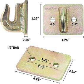 img 1 attached to 🔩 Robbor 3/8 in Bolt-on Grab Hook | Grade 70 Forged Steel Tow Hook | Ideal for Tractor Bucket, RV, UTV, and Truck | Includes Backer Plate and Hardware | Pack of 2