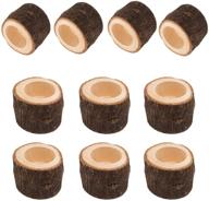 yikko wooden tea light candle holders - rustic wood votive candle holder set for table centerpieces - perfect for wedding, halloween, christmas, valentine's day - 10 pcs (1.77w x 2.36h) logo