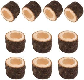 img 4 attached to Yikko Wooden Tea Light Candle Holders - Rustic Wood Votive Candle Holder Set for Table Centerpieces - Perfect for Wedding, Halloween, Christmas, Valentine's Day - 10 PCS (1.77W x 2.36H)