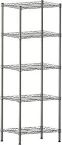 img 4 attached to 📦 Adjustable 5-Tier Metal Wire Shelving Rack for Storage in Laundry, Bathroom, Kitchen, Pantry, Closet - Silver