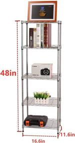 img 2 attached to 📦 Adjustable 5-Tier Metal Wire Shelving Rack for Storage in Laundry, Bathroom, Kitchen, Pantry, Closet - Silver