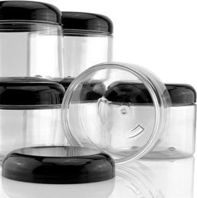 img 2 attached to Cornucopia 12oz Clear Plastic Jars with Black Lids (6-Pack); BPA-Free PET Stackable Containers for Bathroom & Kitchen Storage of Dry Goods, Creams, and More (6 Jars, 12oz)