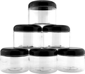 img 4 attached to Cornucopia 12oz Clear Plastic Jars with Black Lids (6-Pack); BPA-Free PET Stackable Containers for Bathroom & Kitchen Storage of Dry Goods, Creams, and More (6 Jars, 12oz)