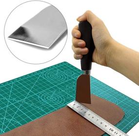 img 3 attached to 🔪 Leather Skiving Knife - Leathercraft Cutting Tool with Wooden Handle for Easy Trimming & Edge Skiving - DIY Leatherworking Craft Knife (Black)