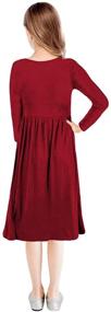 img 2 attached to 👗 KYMIDY Girls Long Sleeve Button Down Dress - Kids A Line Midi Casual Skater Dresses for Girls 6-12 Years - Stylish & Versatile