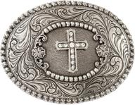 👗 nocona silver rhinestone cross belt buckle - women's (one size) logo