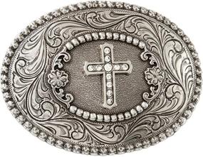 img 2 attached to 👗 Nocona Silver Rhinestone Cross Belt Buckle - Women's (One Size)