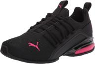 👟 puma women's axelion running shoes in black and rose color logo