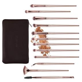 img 2 attached to 🎨 Daubigny Eye Makeup Brushes: 12-Piece Professional Set for Eye Shadow, Concealer, Eyebrow, Foundation, Powder Liquid Cream Blending - Includes Carrying Bag (Champagne Gold)