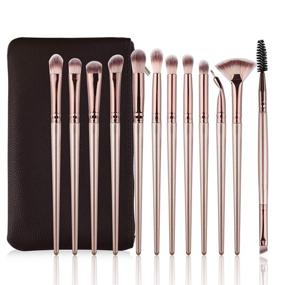 img 4 attached to 🎨 Daubigny Eye Makeup Brushes: 12-Piece Professional Set for Eye Shadow, Concealer, Eyebrow, Foundation, Powder Liquid Cream Blending - Includes Carrying Bag (Champagne Gold)