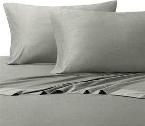 img 3 attached to 🌿 Ultimate Comfort: Silky-Soft Hybrid Bamboo-Cotton Full 4PC Bed Sheets Set in Elegant Grey Shade